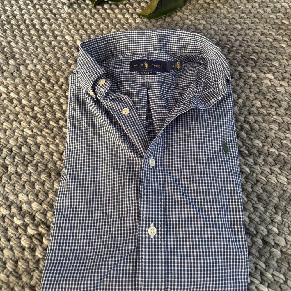 Ralph Lauren Navy & White Micro Check Button-Down Shirt